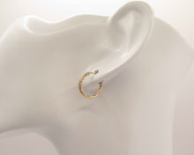 Cargar imagen en el visor de la galería, ARGOLLAS BASICAS TRENZADAS ENCHAPADAS EN ORO
