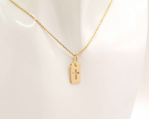 COLLAR PLACA CRUZ ENCHAPADO EN ORO