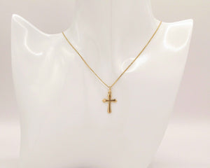 COLLAR CRUZ TALLADA ENCHAPADO EN ORO