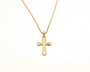COLLAR CRUZ TALLADA ENCHAPADO EN ORO