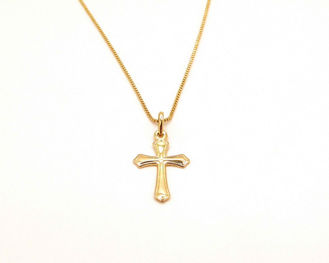 COLLAR CRUZ TALLADA ENCHAPADO EN ORO