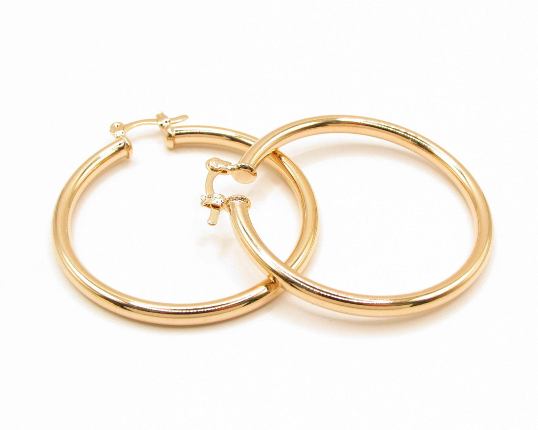 ARGOLLAS TUBO GRANDES 40MM  ENCHAPADAS EN ORO