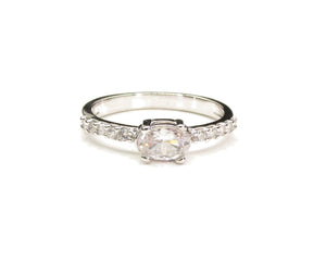 ANILLO HALO ENCHAPADO EN ORO BLANCO
