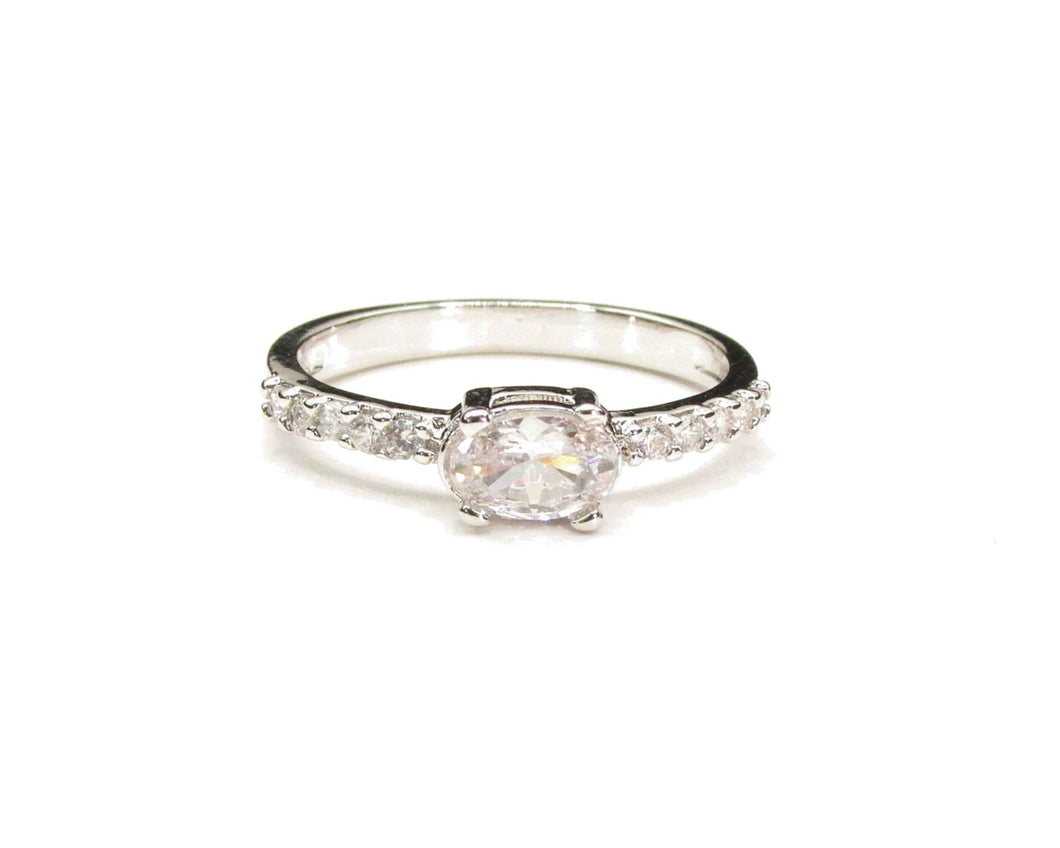 ANILLO HALO ENCHAPADO EN ORO BLANCO