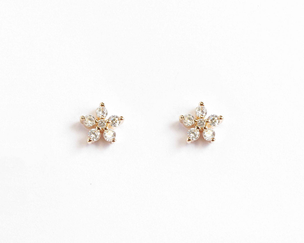 AROS FLOR DE CIRCONES ENCHAPADO EN ORO