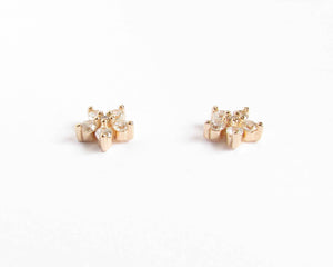 AROS FLOR DE CIRCONES ENCHAPADO EN ORO