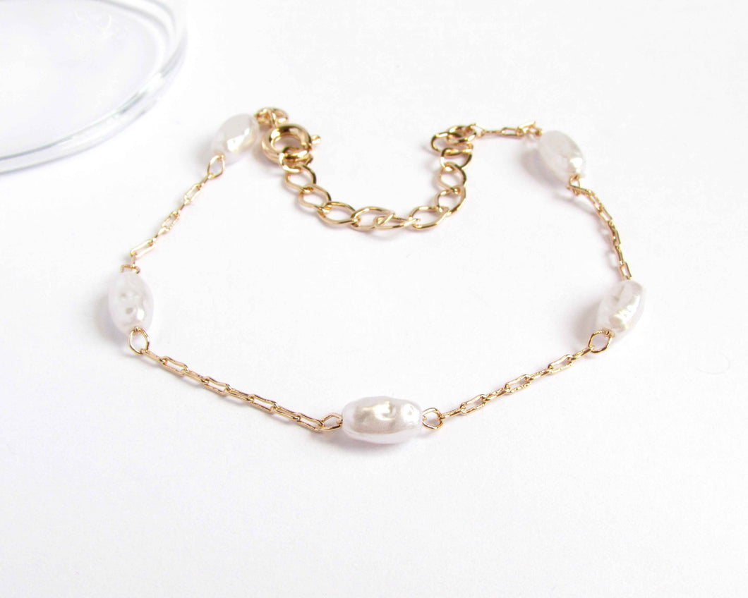 PULSERA PERLAS ENCHAPADA EN ORO