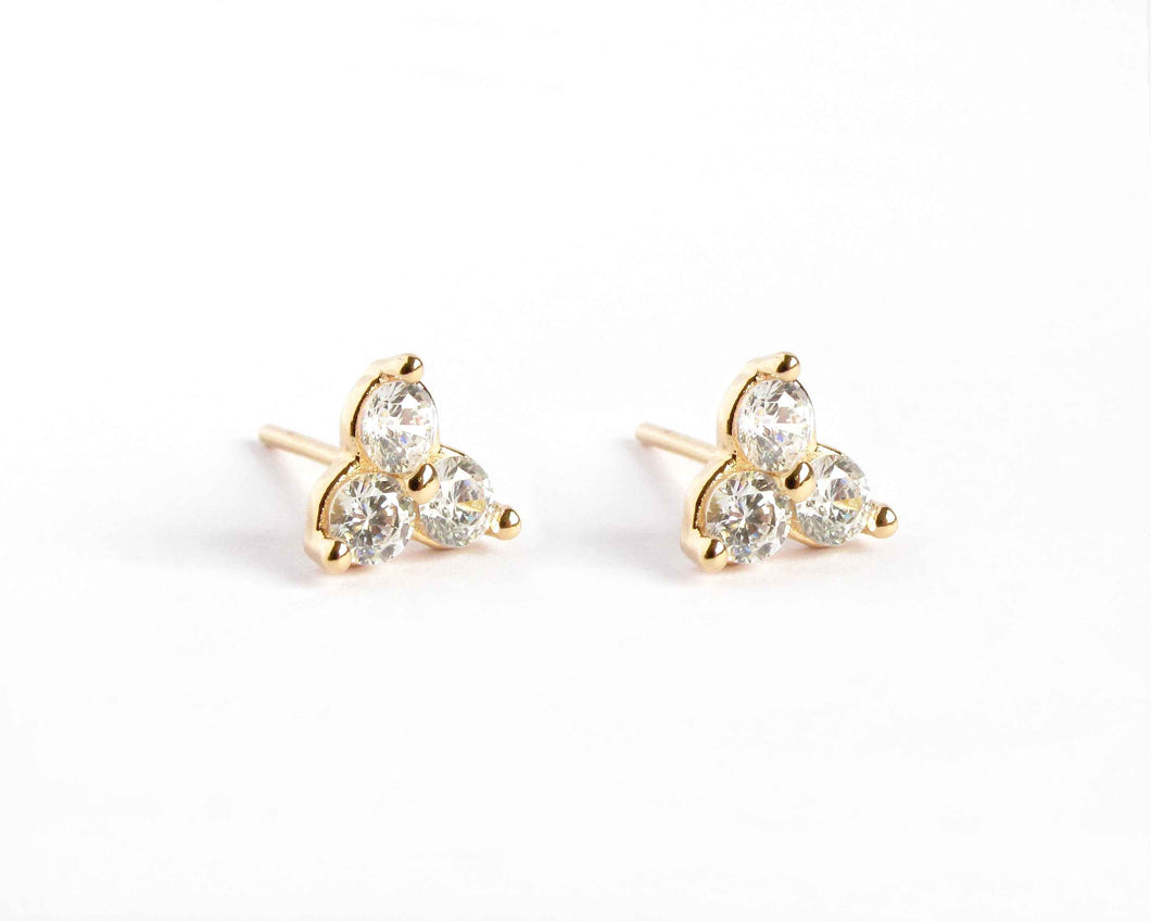 AROS FLOR DE TRIANGULOS ENCHAPADOS EN ORO
