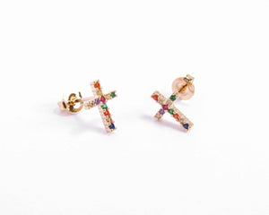 AROS COLOR CRUZ ENCHAPADOS EN ORO